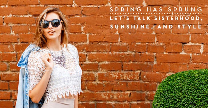 Spring has Sprung - woman holding jacket over shoulder in sunglasses