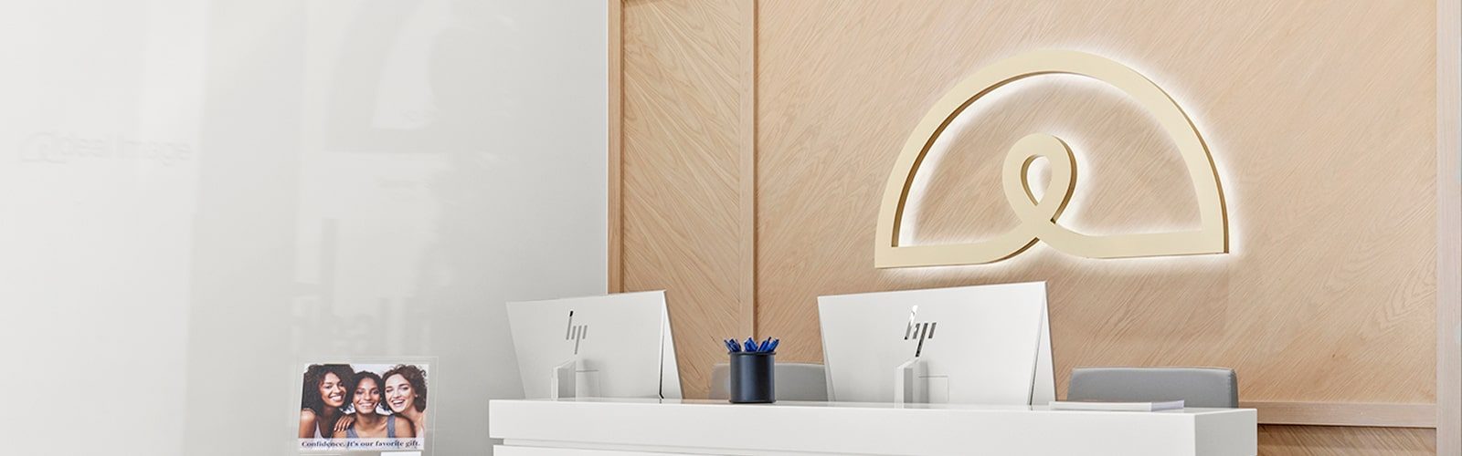 Welcoming front desk at Ideal Image clinic