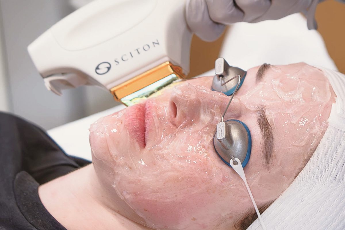 person receiving face treatment