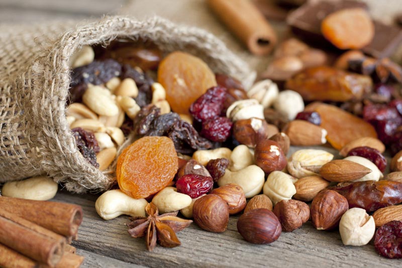 Make your own trail mix with nuts and dried fruits to avoid added sugars and salts.