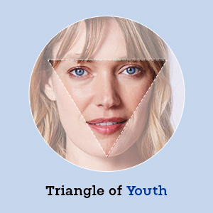 woman with triangle over face