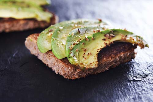 avacado slices on meat