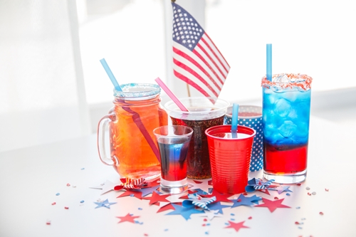 drinks with american flag and straws